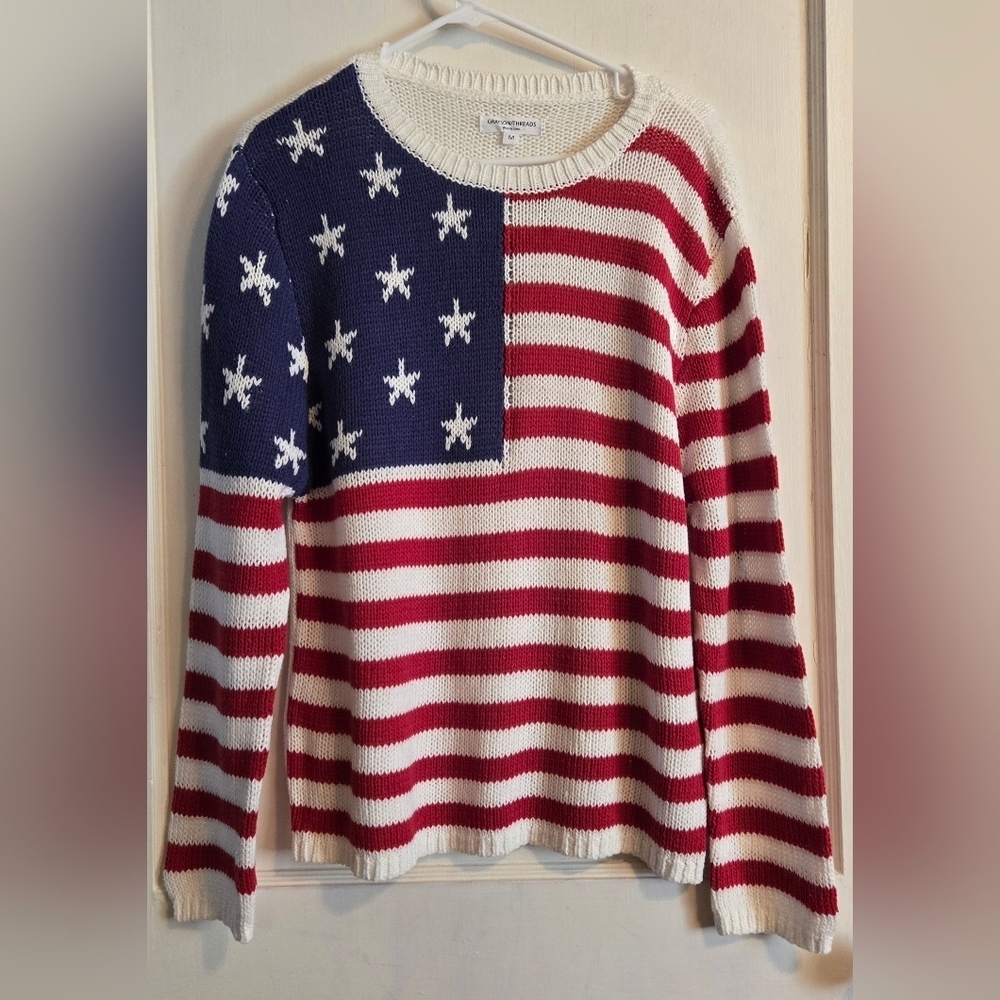 NWT | Grayson Threads | American Flag Knit Striped Sweater | Size: Medium - Picture 3 of 15